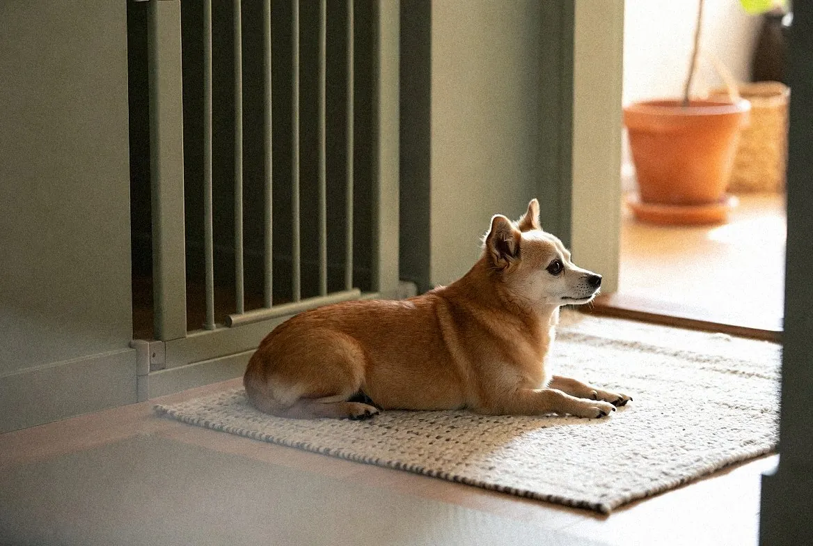 租屋養小型犬：防滑地墊與自立式圍欄分區
